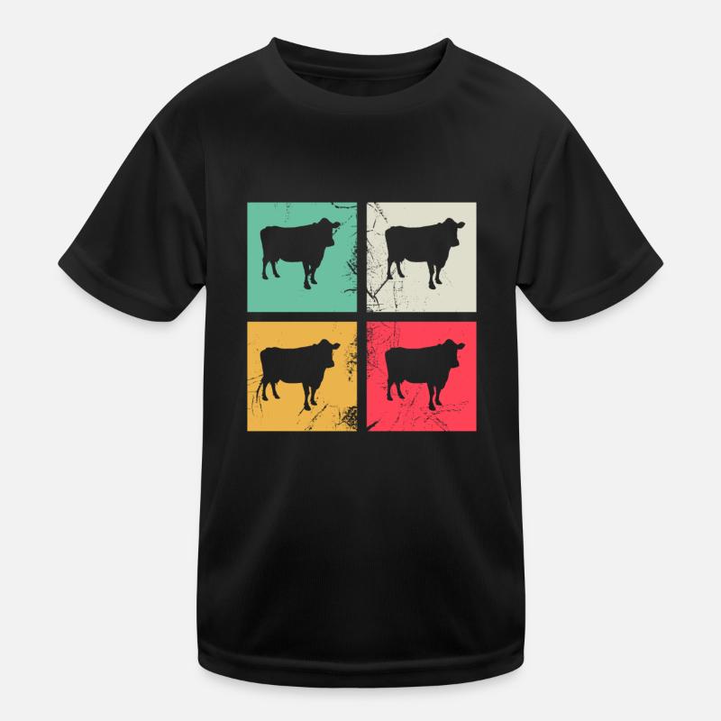 Kuh Tier Bauer Muh Retro Bauernhof Geschenk Kinder Funktions-T-Shirt
