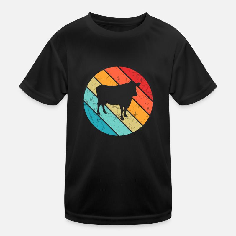 Kuh Tier Bauer Muh Retro Bauernhof Geschenk Kinder Funktions-T-Shirt