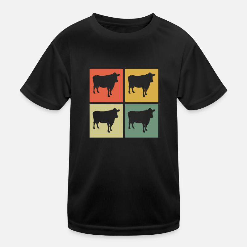 Kuh Tier Bauer Muh Retro Bauernhof Geschenk Kinder Funktions-T-Shirt