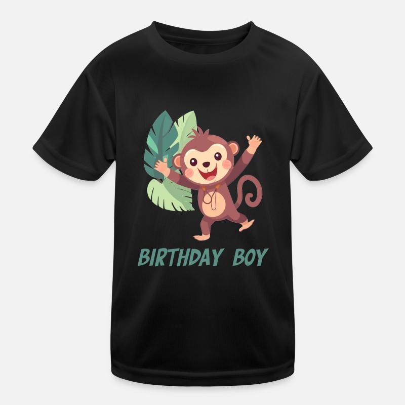 Anniversaire - Singe mignon sautant à travers la forêt T-shirt sport Enfant