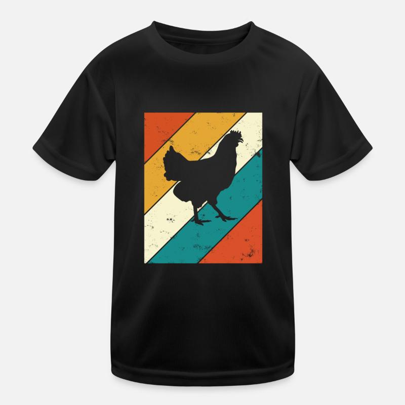 Hühner Retro Hahn Bauer Retro Bauernhof Geschenk Kinder Funktions-T-Shirt