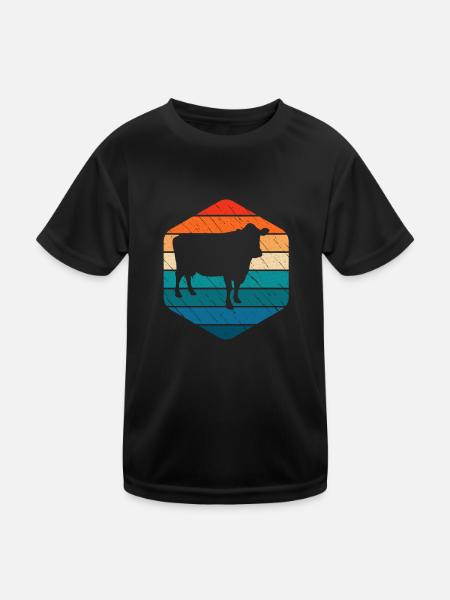 Kuh Retro Muh Landwirt Milch Bauernhof Geschenk - Kinder Funktions-T-Shirt - Schwarz - Vorne