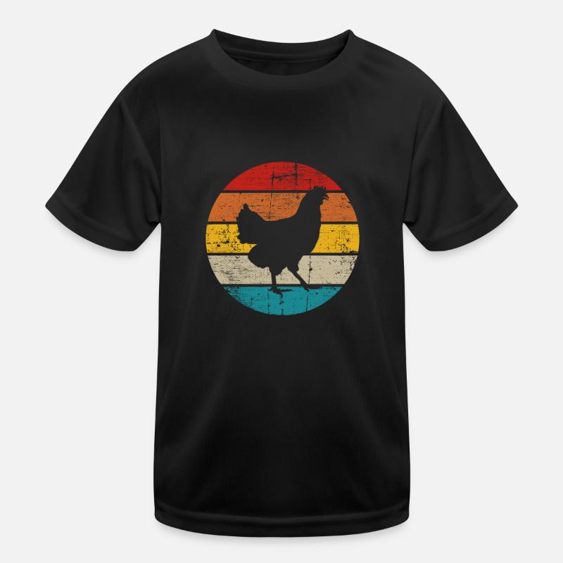 Huhn Hühner Hahn Bauer Retro Bauernhof Geschenk Kinder Funktions-T-Shirt