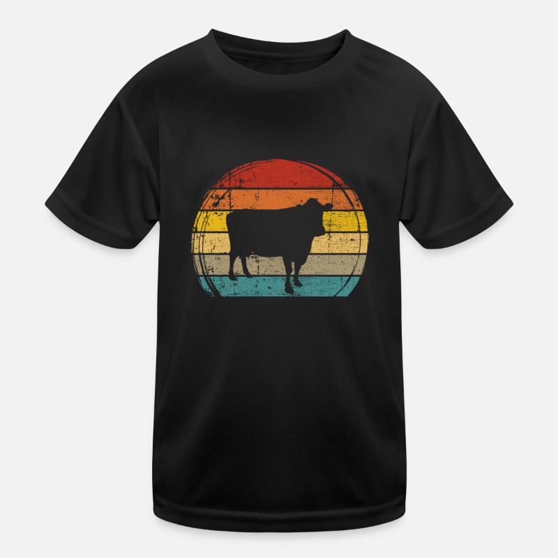 Cadeau de ferme laitière Cow Retro Moo Farmer T-shirt sport Enfant