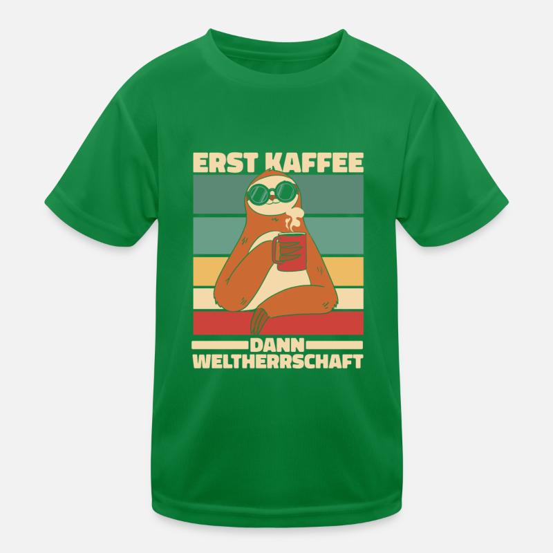 Faultier Kaffee Kinder Funktions-T-Shirt