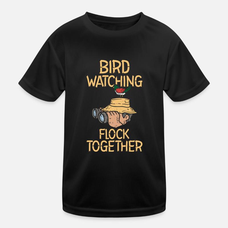 Bird Watching Birding Binoculars Avian Feathered Kids Functional T-Shirt