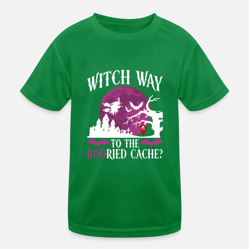 Le chemin de la sorcière vers BOOried Cache? - Geocaching Geocacher T-shirt sport Enfant