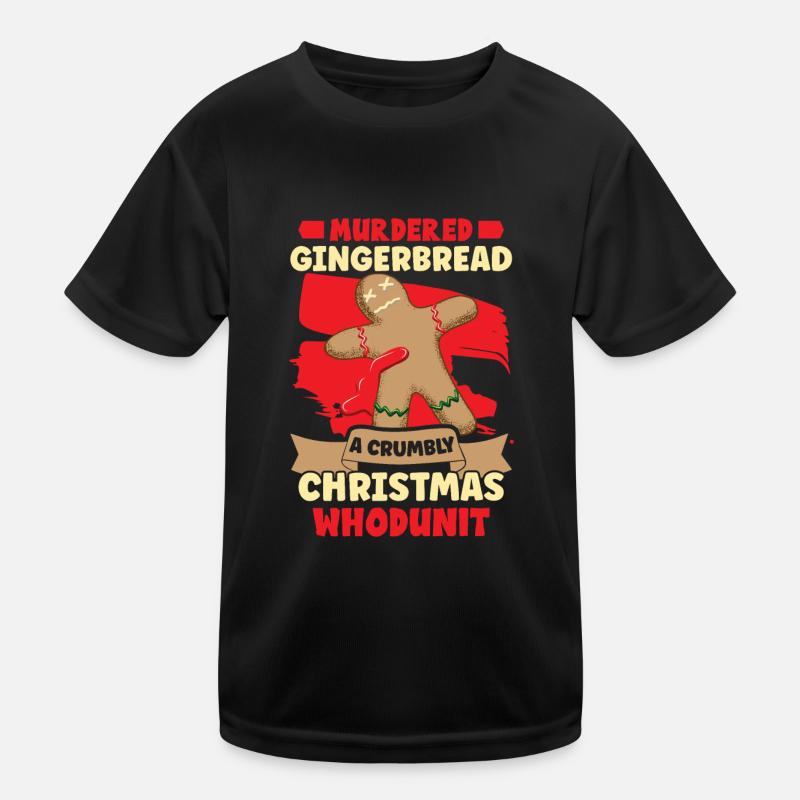 Christmas Gingerbread bakery Kitchen Crime Scene Kids Functional T-Shirt