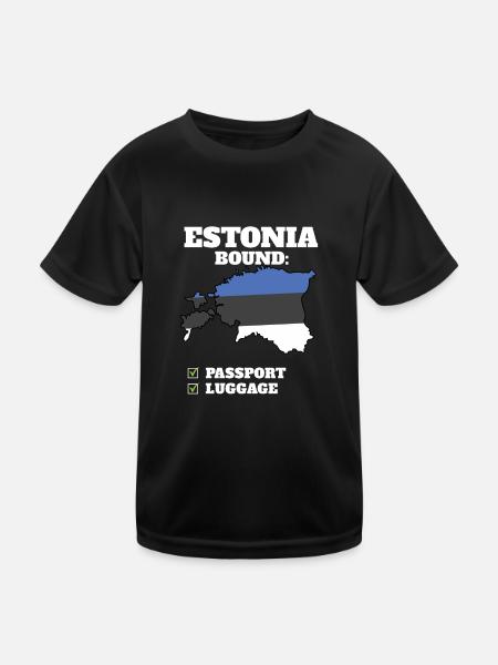 Estonia Bound Country Travel Estonian Flag - Kids Functional T-Shirt - black - Front