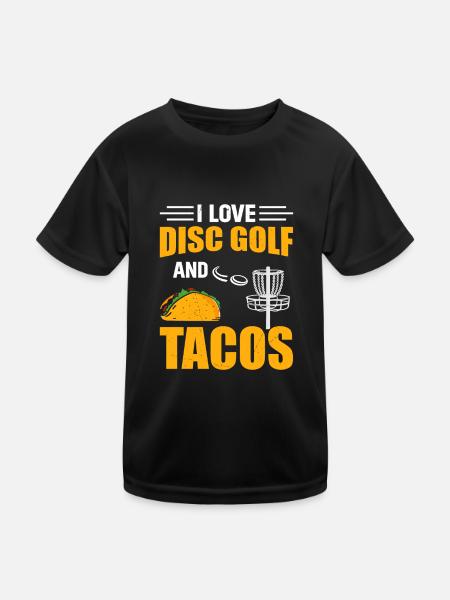 Disc Golf Player - I Love Disc Golf And Tacos - Kinder Funktions-T-Shirt - Schwarz - Vorne