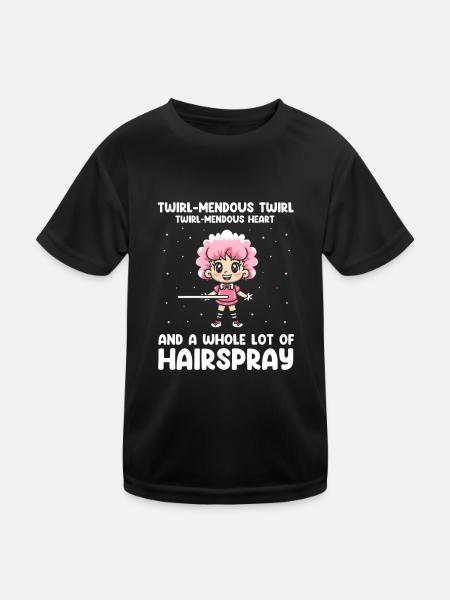 Stocktanz Design für Stabtänzerin - Kinder Funktions-T-Shirt - Schwarz - Vorne