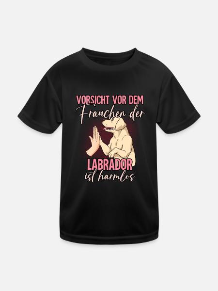 Vorsicht vor dem Frauchen Labrador - Kinder Funktions-T-Shirt - Schwarz - Vorne