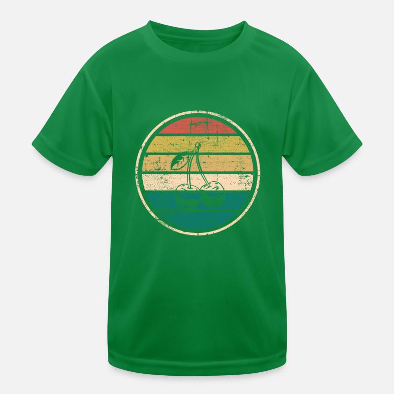 Kirsche Obst Retro Rund Früchte Rot Geschenk Kinder Funktions-T-Shirt