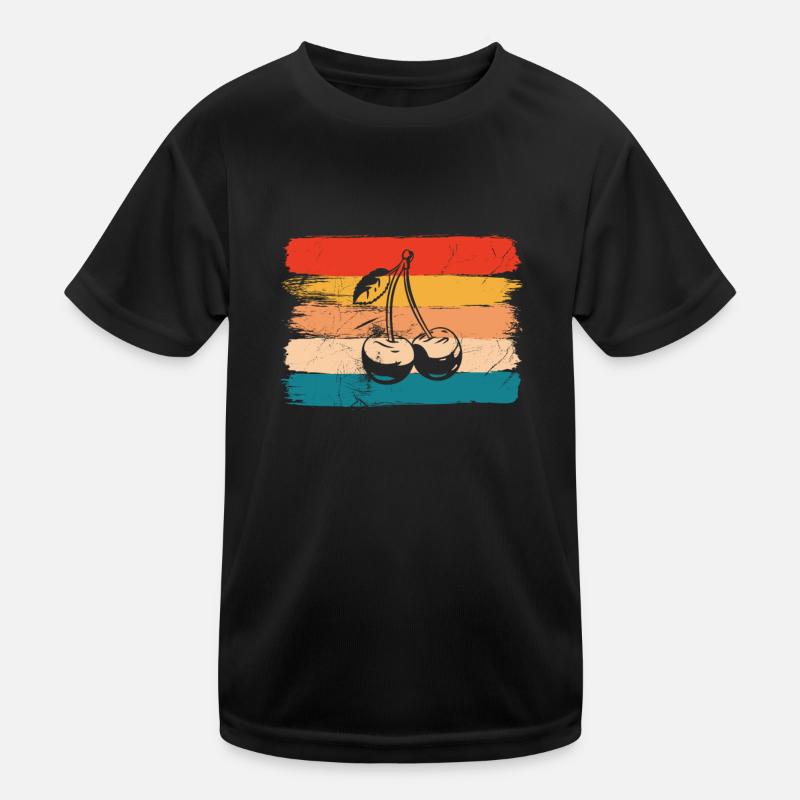 Kirsche Obst Retro Früchte Rot Geschenk Kinder Funktions-T-Shirt