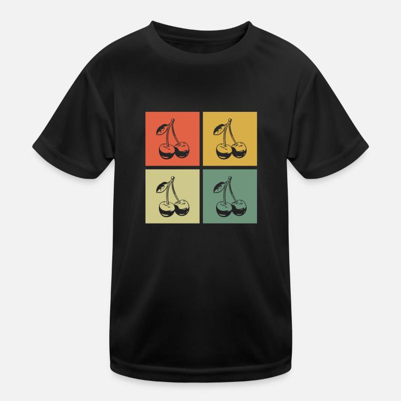 Kirsche Obst Retro Früchte Rot Geschenk Kinder Funktions-T-Shirt