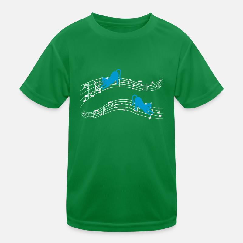 Clef Cat Playing On Musical Notes Musician Kids Functional T-Shirt