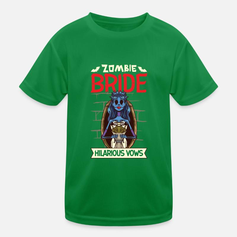 Funny Gothic Goth Wedding Bride Goth Halloween Kids Functional T-Shirt