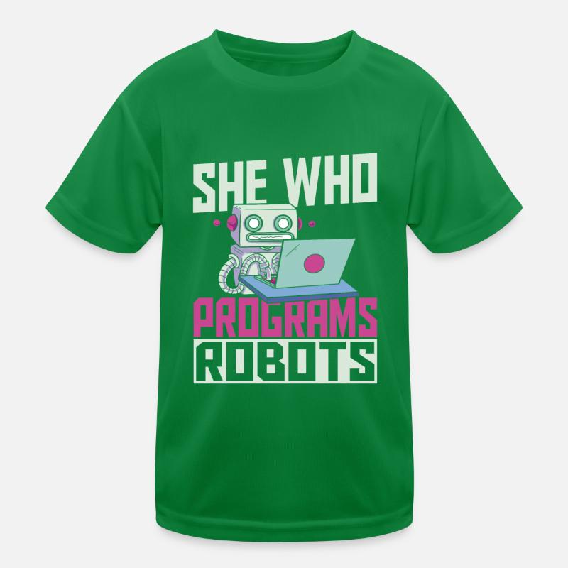 Sie, die Roboter programmiert Robotik Kinder Funktions-T-Shirt