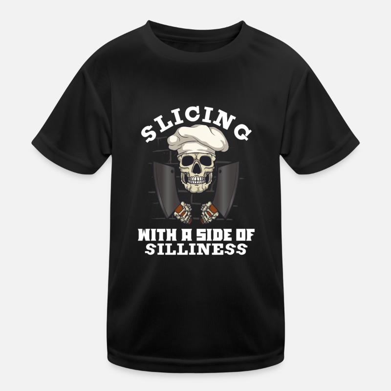 Meat Cutter Butcher Horror Skeleton Gore Kids Functional T-Shirt