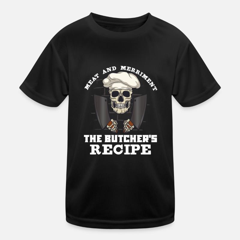 Meat Cutter Butcher Horror Skeleton Gore Kids Functional T-Shirt