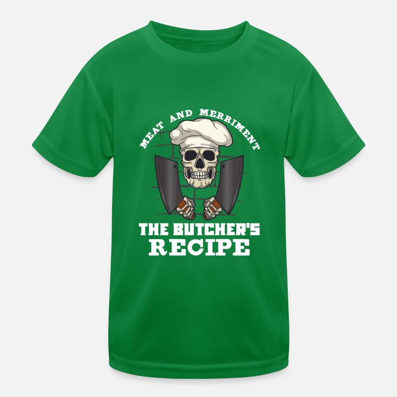 Meat Cutter Butcher Horror Skeleton Gore Kids Functional T-Shirt