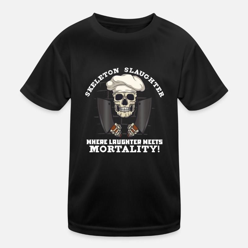 Meat Cutter Butcher Horror Skeleton Gore Kids Functional T-Shirt