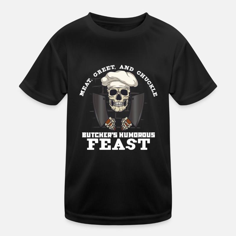 Meat Cutter Butcher Horror Skeleton Gore Kids Functional T-Shirt
