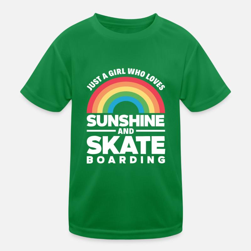 Skateboard Sonnenschein Mädchen Kinder Funktions-T-Shirt