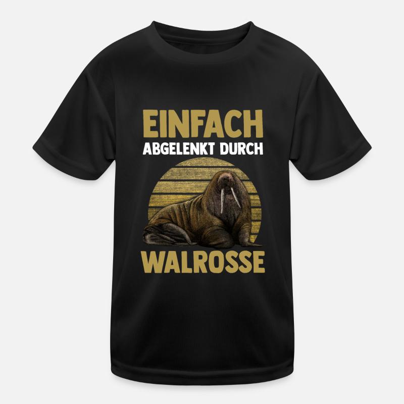 Walross - Kinder Funktions-T-Shirt - Schwarz
