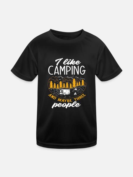 J’aime le camping drôle de caravane camping-car - T-shirt sport Enfant - noir - Devant