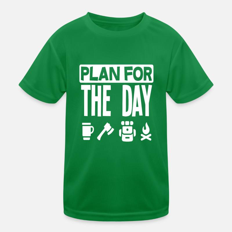 Tagesplan Natur Camping Camper Kinder Funktions-T-Shirt