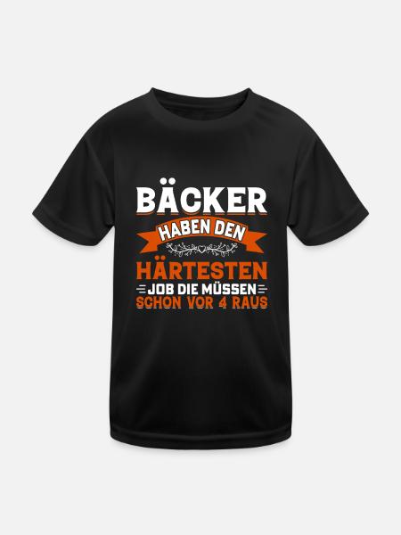 Job Arbeit Bäcker Bäckerei - Kinder Funktions-T-Shirt - Schwarz - Vorne