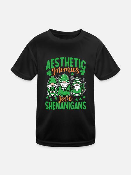 Ästhetische Zwerge St. Patrick's Day - Kinder Funktions-T-Shirt - Schwarz - Vorne