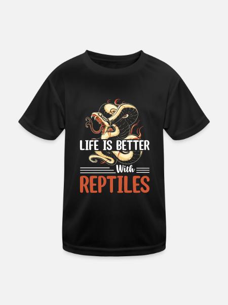 Life Is Better With Reptiles Reptile Lizard Lover - Kinder Funktions-T-Shirt - Schwarz - Vorne