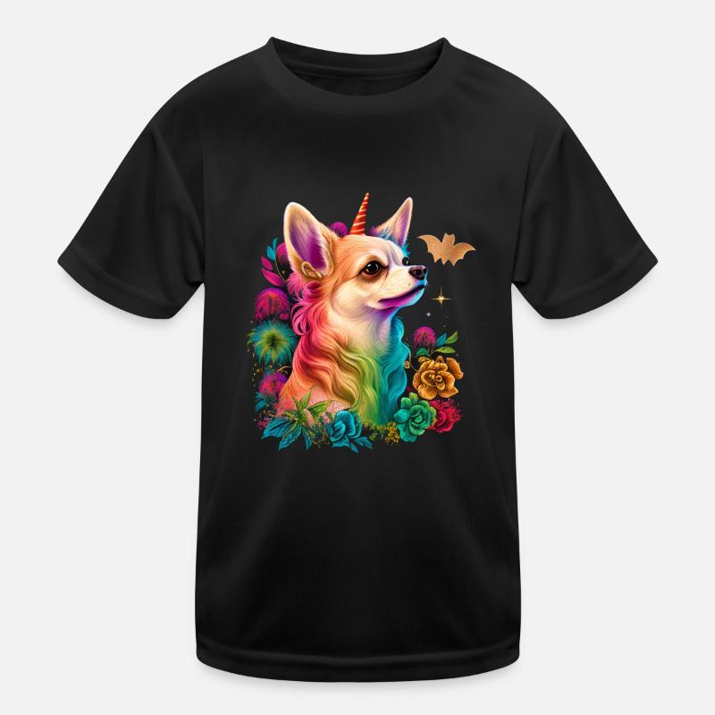 Chihuahua | Bunt Regenbogen LGBTQ Einhorn Hund Kinder Funktions-T-Shirt