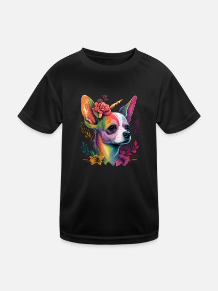 Chihuahua | Colourful Rainbow LGBTQ Unicorn - Kids Functional T-Shirt - black - Front