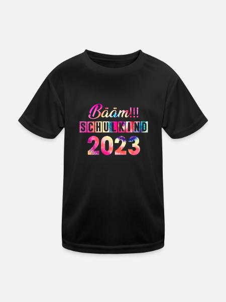 Schulkind 2023 Einschulung - Kinder Funktions-T-Shirt - Schwarz - Vorne