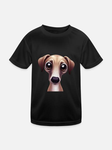 Schlankes und schnelles Greyhound-Artwork - Kinder Funktions-T-Shirt - Schwarz - Vorne
