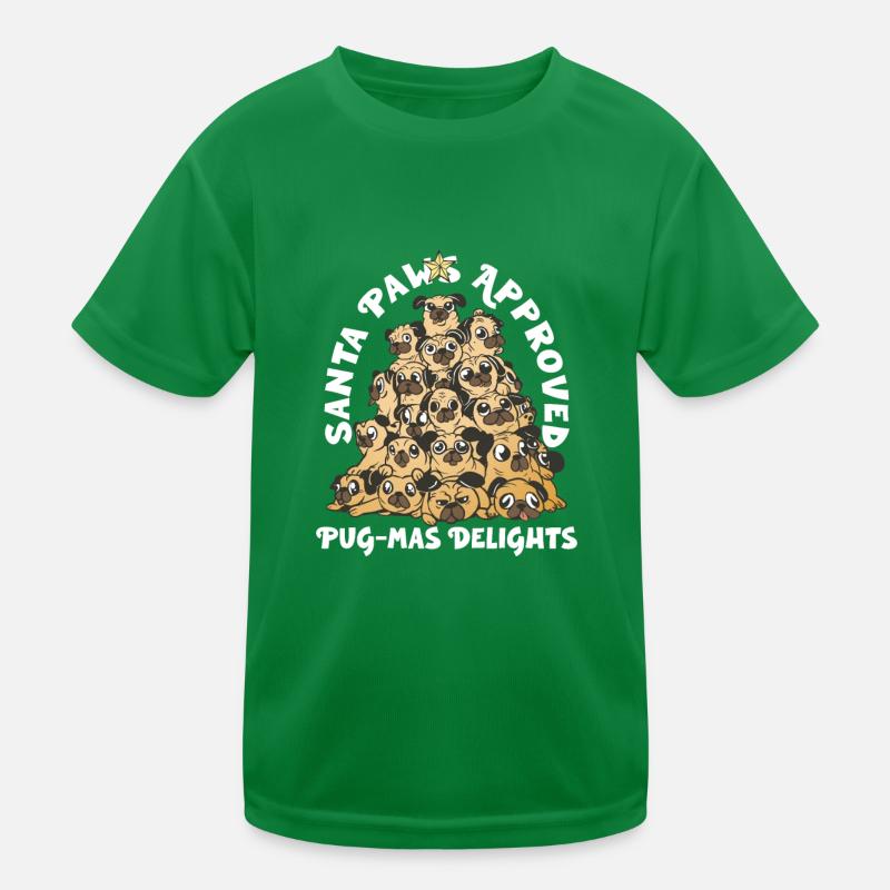 Mops Weihnachten Mops Weihnachtsmann Mops Ornament Kinder Funktions-T-Shirt