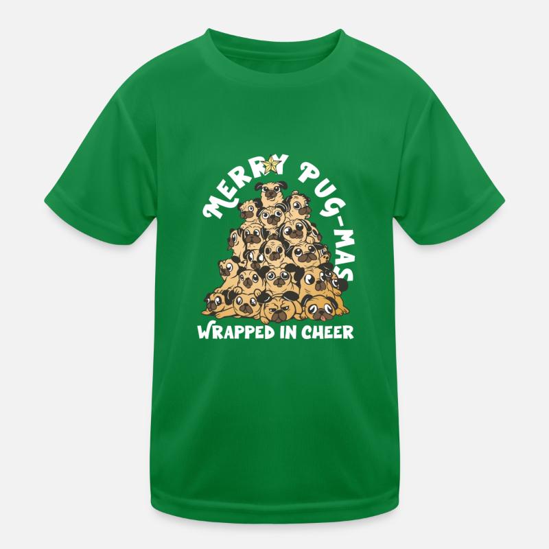Mops Weihnachten Mops Weihnachtsmann Mops Ornament Kinder Funktions-T-Shirt
