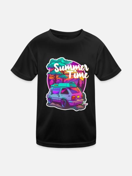 Sommerzeit - - Urlaub - Kinder Funktions-T-Shirt - Schwarz - Vorne