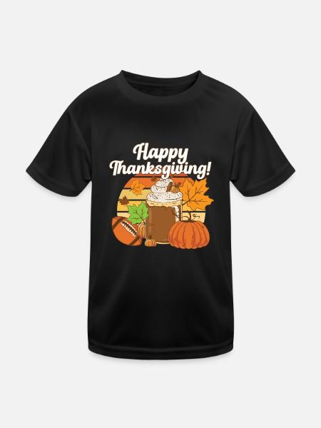 Happy Thanksgiving Tis The Season Pumpkin Spice - Kinder Funktions-T-Shirt - Schwarz - Vorne