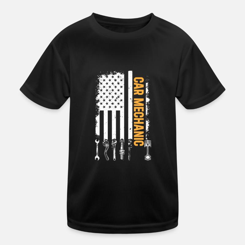 Car Mechanic US Flag Auto Mechanic Kinder Funktions-T-Shirt