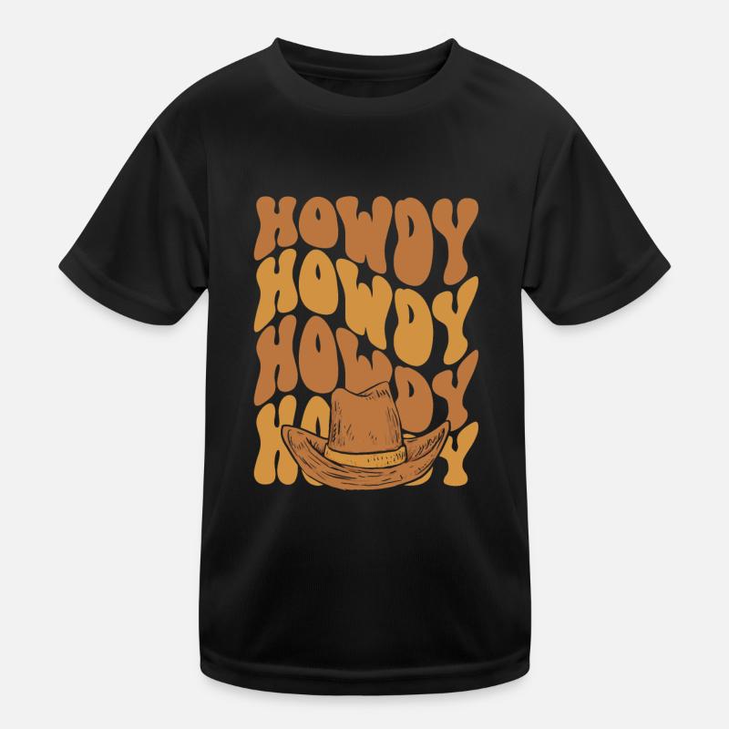 Hallo Cowboy In Schwarz Kinder Funktions-T-Shirt