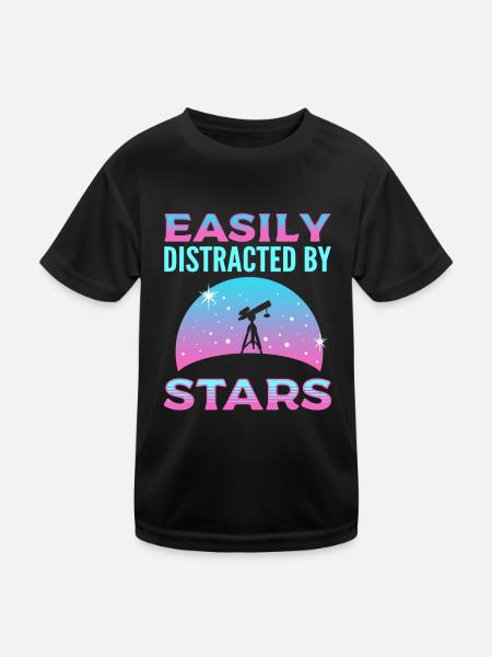 Leicht ablenkbar durch Sterne Astronomy Astronomer - Kinder Funktions-T-Shirt - Schwarz - Vorne
