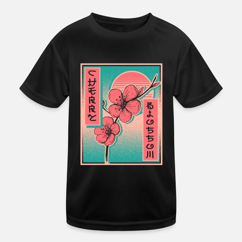 Sakura Flower Cherry Blossom Aesthetic Vaporwave Kinder Funktions-T-Shirt