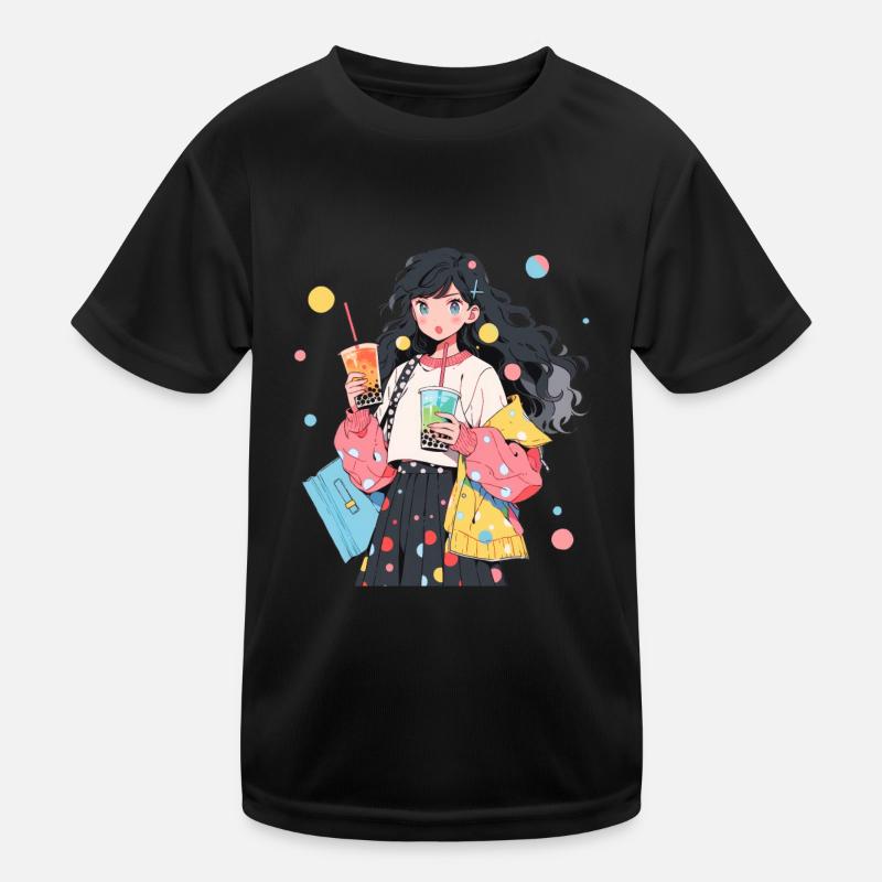 Anime et Boba Bubble Tea T-shirt sport Enfant