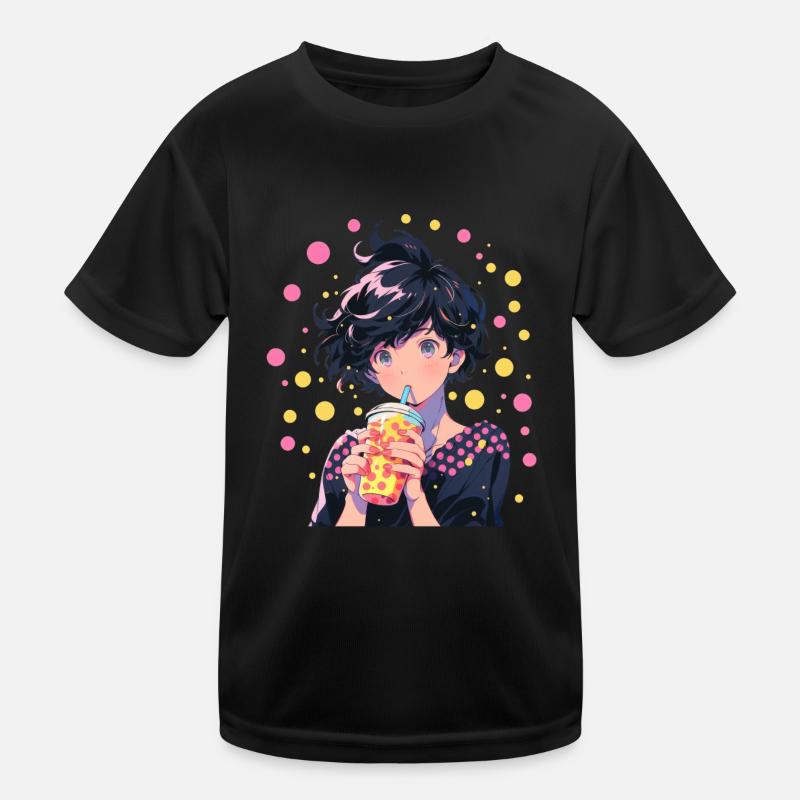 Anime and Boba Bubble Tea - Kinder Funktions-T-Shirt - Schwarz