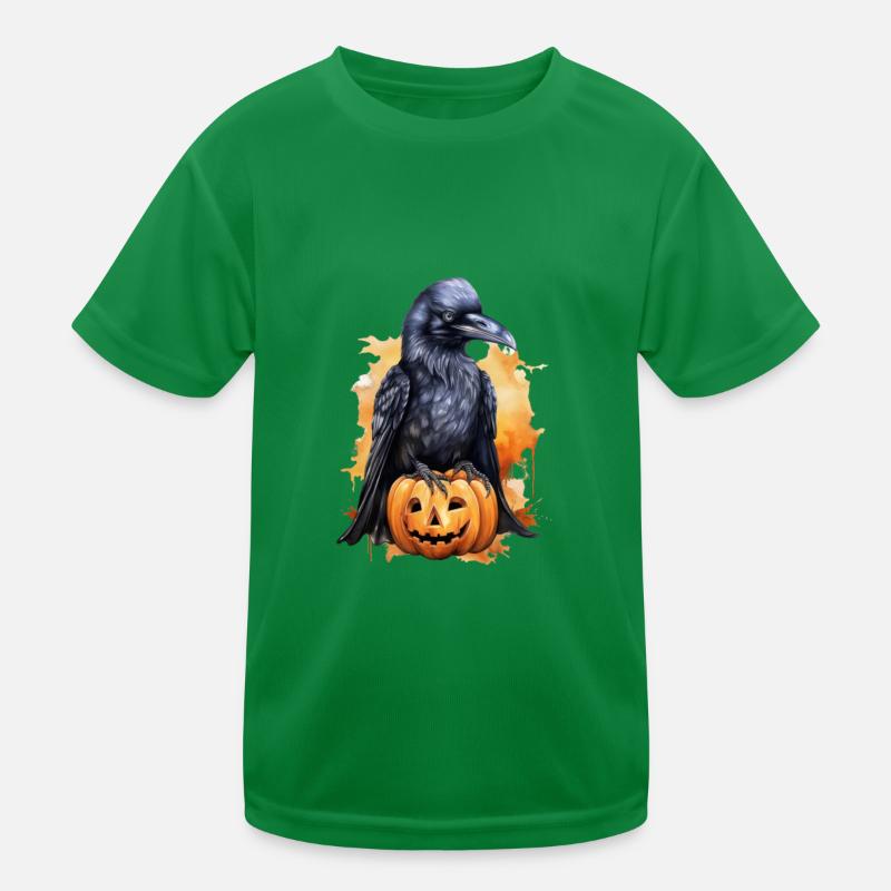 Halloween Kürbis Rabe Kinder Funktions-T-Shirt