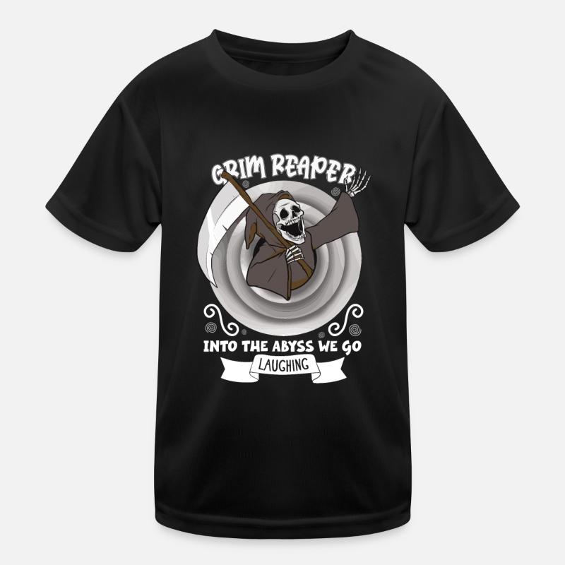 Funny Creepy Grim Reaper, Dead Man Kids Functional T-Shirt